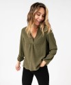 Tee-shirt à manches longues et col V en maille ajourée femme